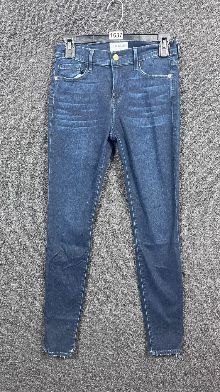 Frame London Skinny Jeans Womens 26 Avinton Blue Denim Low Rise USA Made *READ